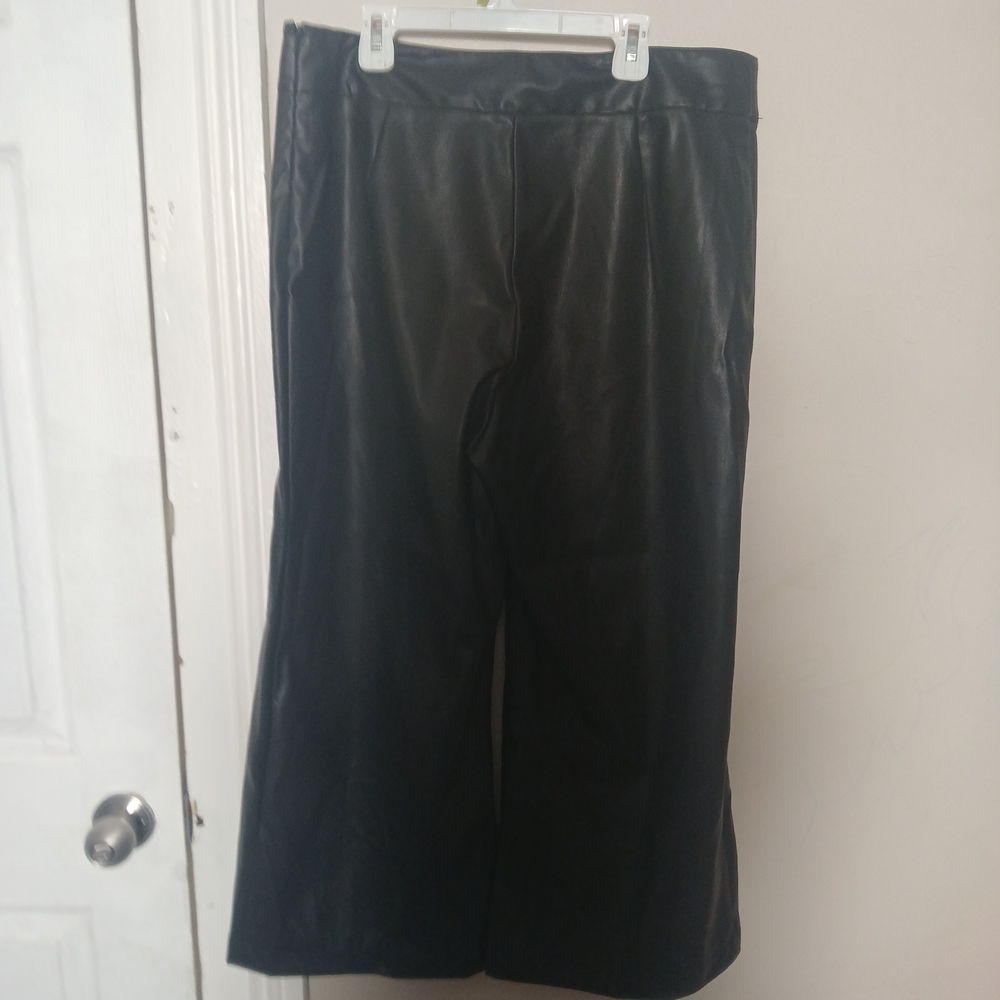Periphery Emergent Black Faux Leather Cropped Wide-Leg Pants